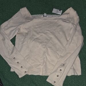 Girls Size XL(18) Cream Long Sleeve Top